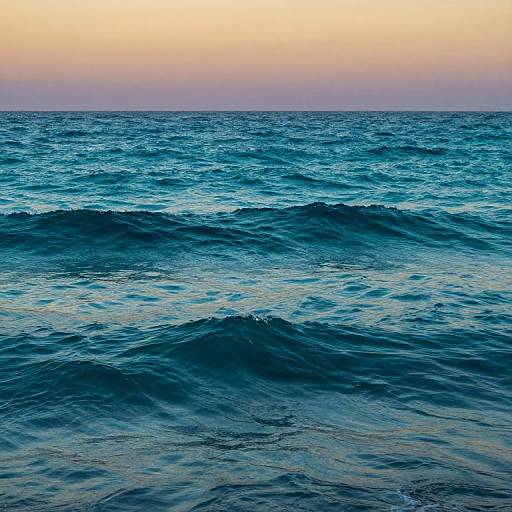 Turquoise Ocean Sunset with Textured Waves