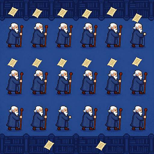 Pixel Art Elderly Wizard Animation