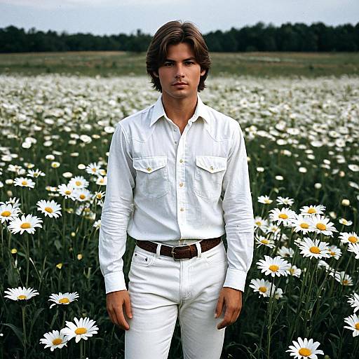 Daisy-Themed Outfit in a Flower Field