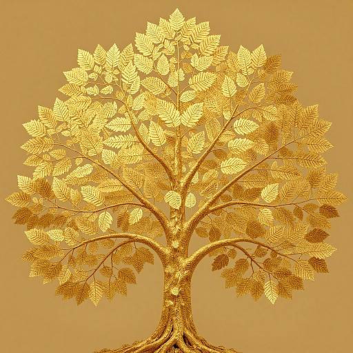 Fractal Golden Tree with Multilingual Leaves