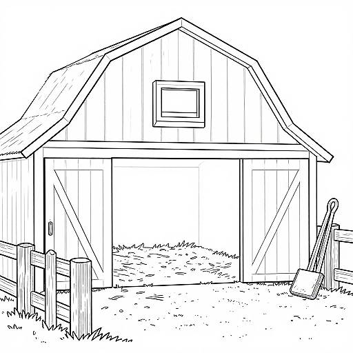 Peaceful Barn Stable Coloring Page