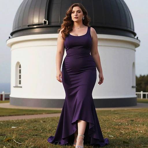 Elegant Woman in Deep Purple Mermaid Gown by Observatory