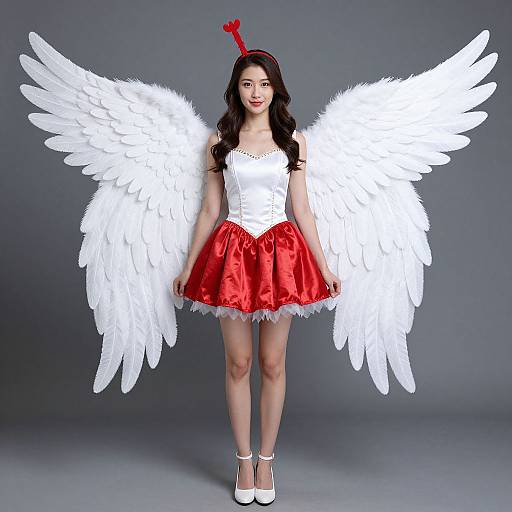 Woman in Angelic Wing Costume