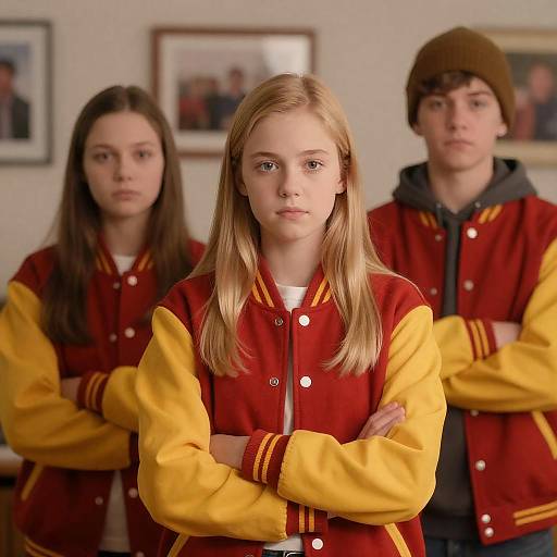 Teenagers in Varsity Jackets Portrait