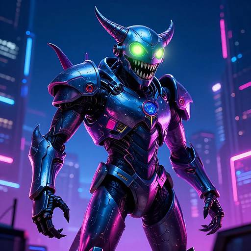 Neon Three-Eyed Cyberpunk Monster