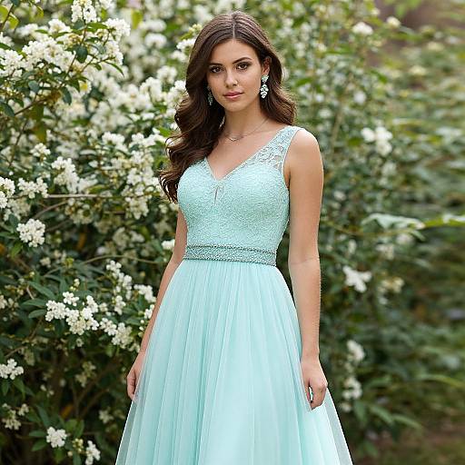 Young Woman in Garden Prom Dress