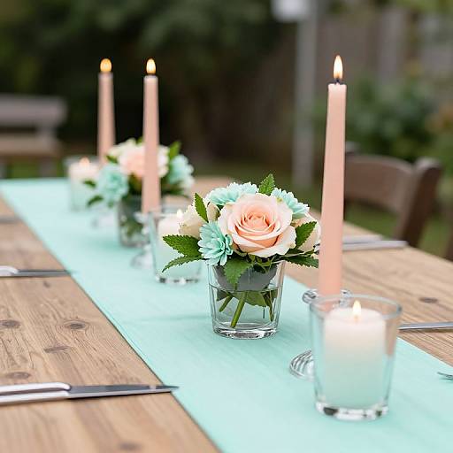 Mint Table Runner with Centerpieces
