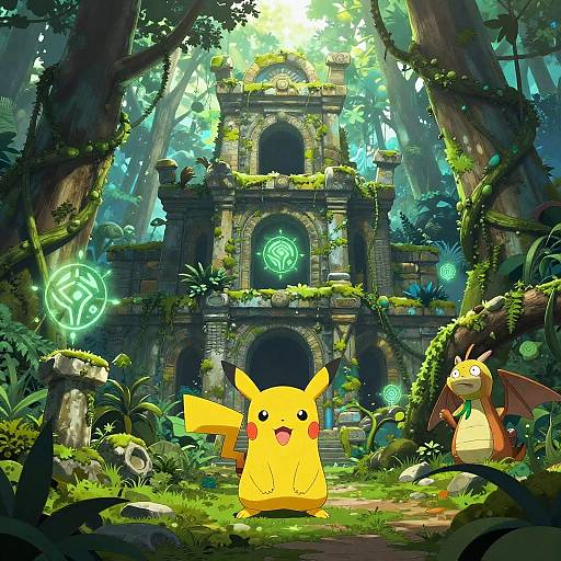 Mysterious Jungle Ruins with Legendary Pokémon