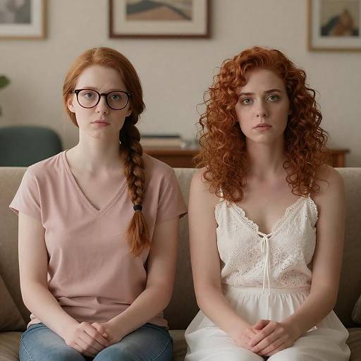 Candid Portrait of Two Women on Couch
