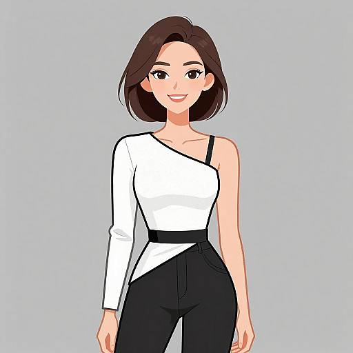 Avant-Garde Woman in Textured White Top