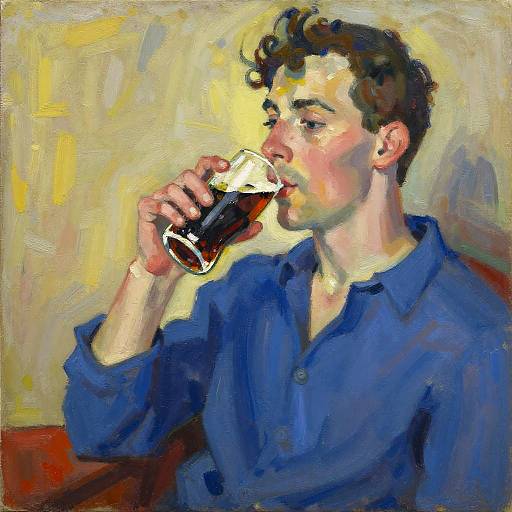 Man Drinking Cola Oil Painting