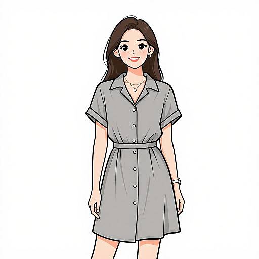 Smiling Woman in Casual Chic Dress