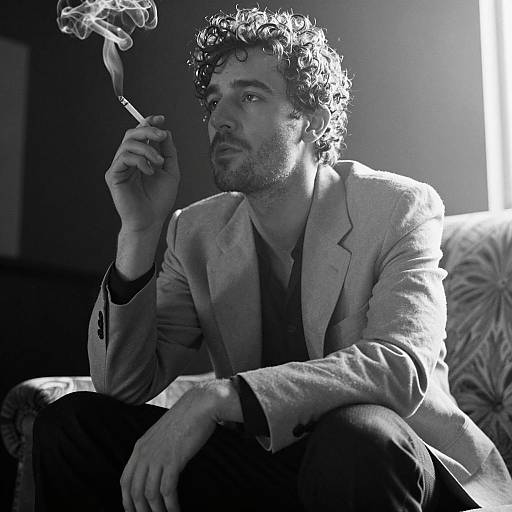 Dramatic Black-and-White Portrait of a Man