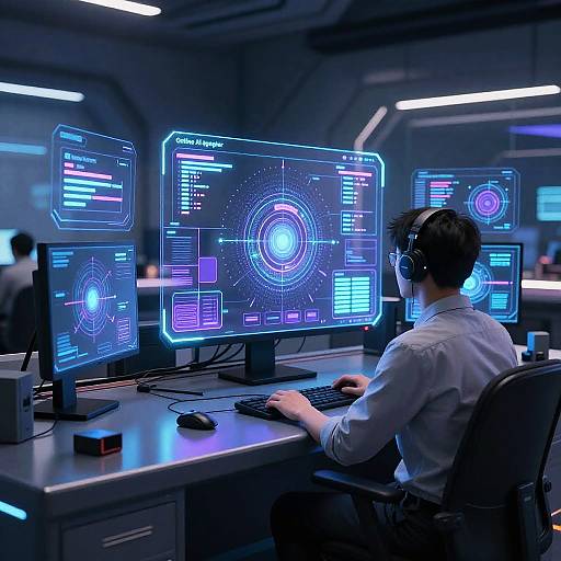 Futuristic AI Control Room Design
