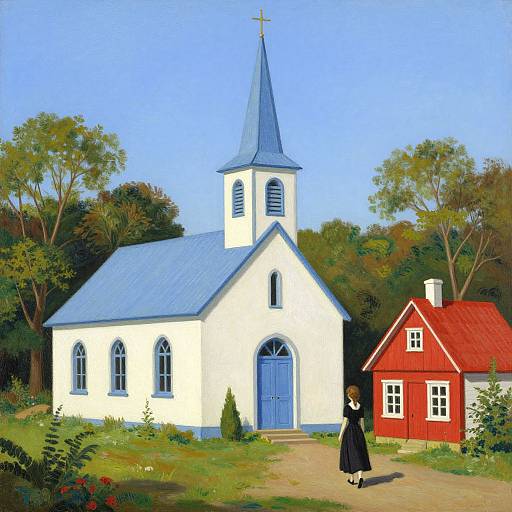 Vibrant 1930s Style Church Scene