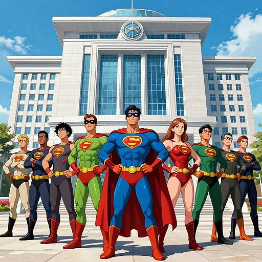 Diverse Superhero Team Panoramic View