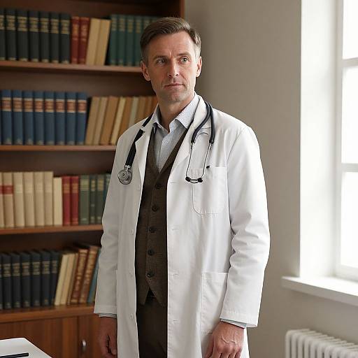 Professional Doctor in Vintage Medical Office