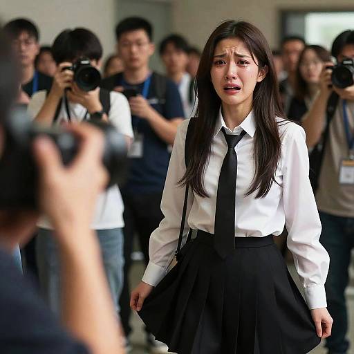 Startled Woman in Photorealistic Street Portrait