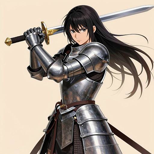 Anime Swordswoman in Full Armor
