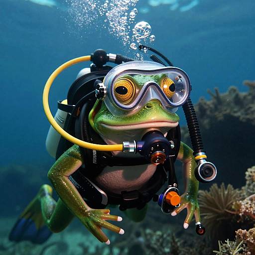 Pepe the Frog in Scuba Diving Gear
