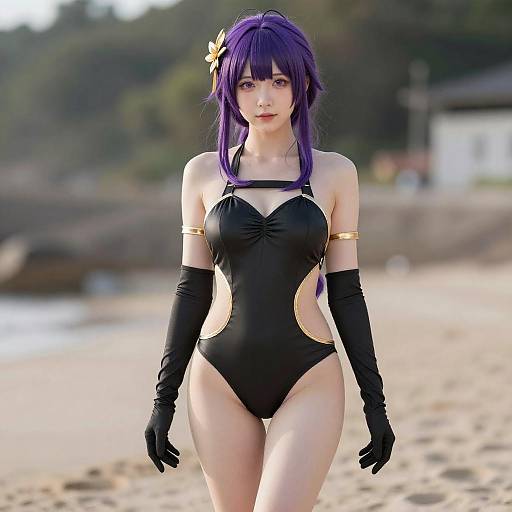 Lifestyle costume photo of Murasaki shikibu (swimsuit rider) (first ascension) (fate). Cosplay clothes