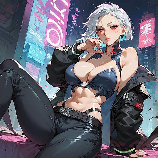 Cyberpunk Woman in Neon City