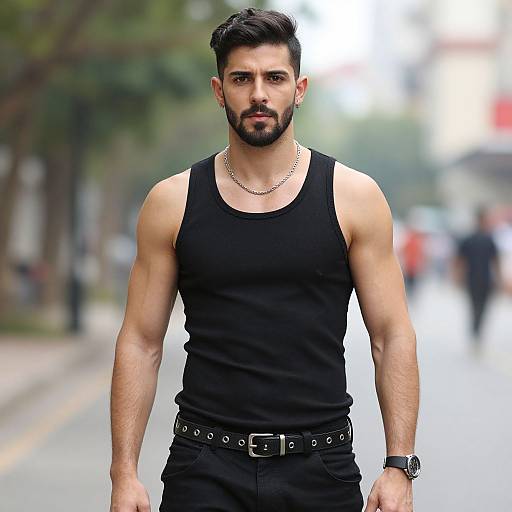 Realistic Muscular Man in Tank Top