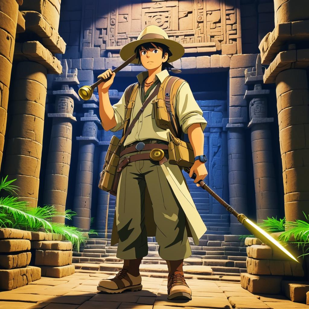 Adventurous Archaeologist in Mysterious Temple