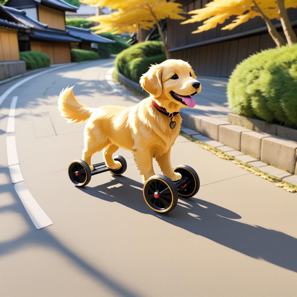 Joyful Golden Retriever Puppy on Bike