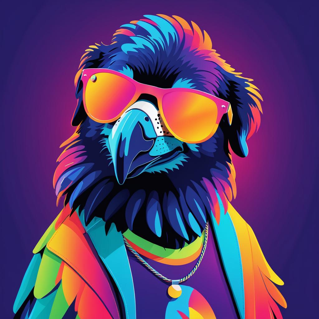 Vibrant Retro Parrot T-Shirt Design