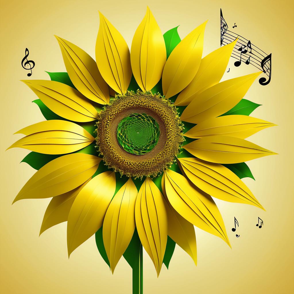 Elegant Cherub Sunflower with Music Notes