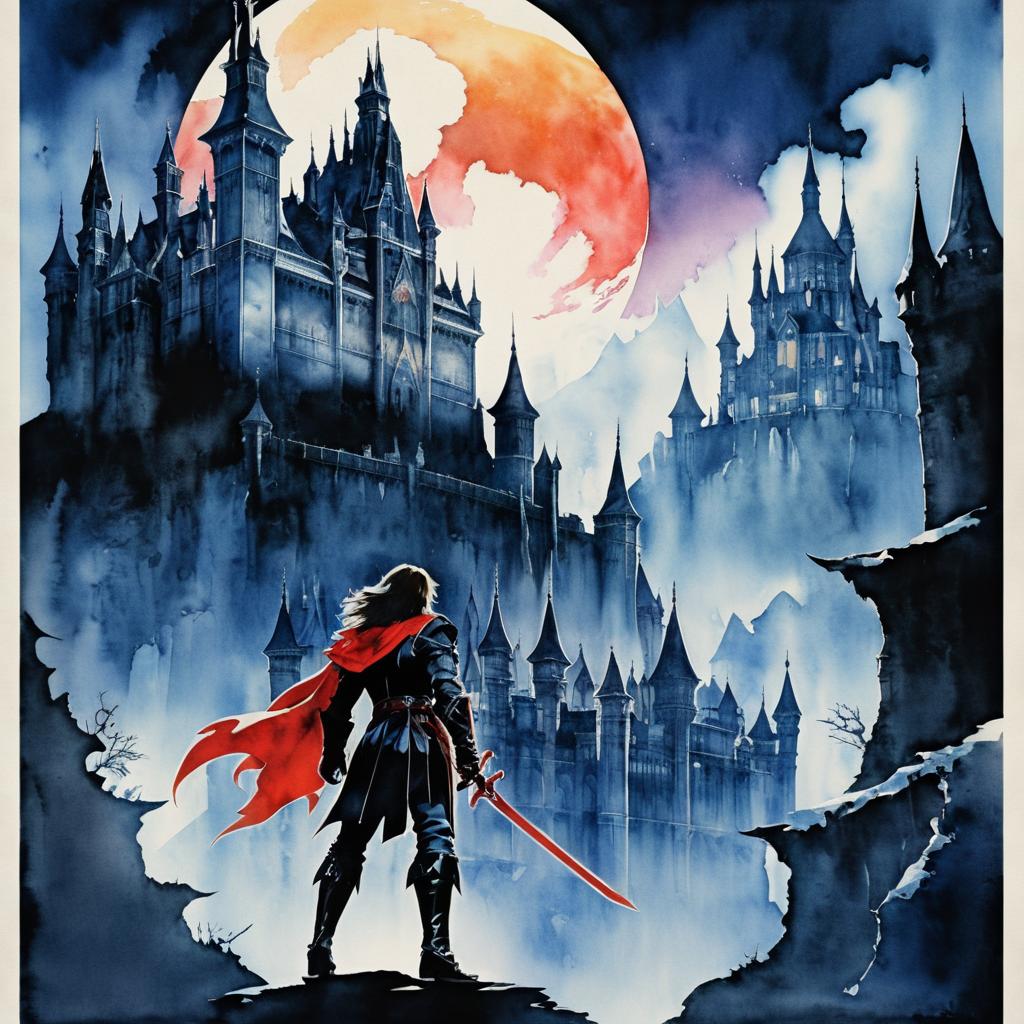 Vintage CastleVania Watercolor Movie Poster