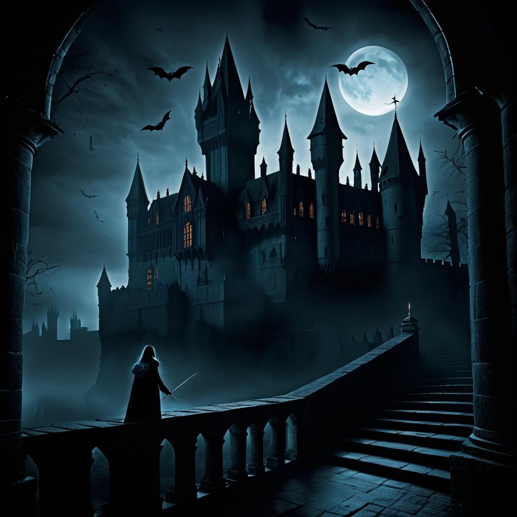 Gothic Vampire in a Spooky Castle