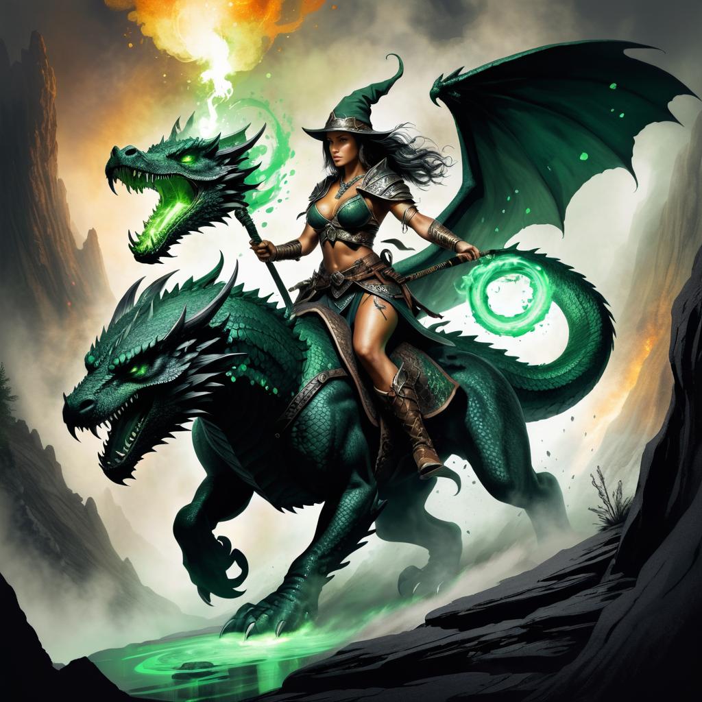 Fantasy Warrior Wizard on Serpent Drake