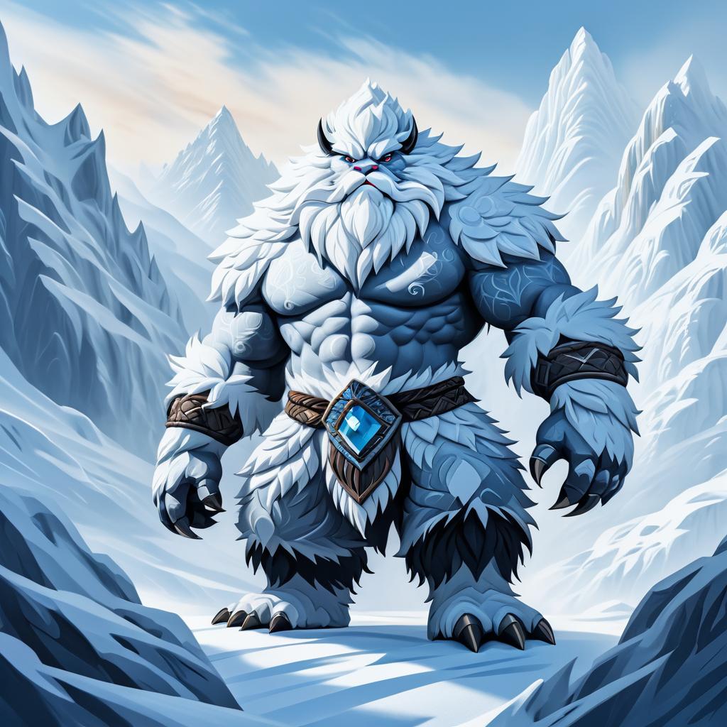 Dramatic Yeti in a Snowy Landscape