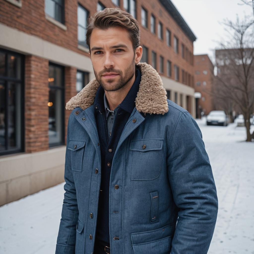 Stylish Slim Man in Winter Jacket