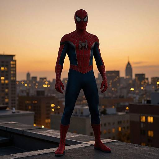 Miles Morales Glowing on Rooftop Sunset