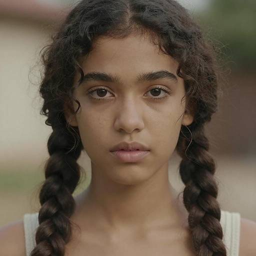 Portrait of a Young Woman with Braids