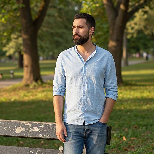 Man Relaxing in Sunlit Park