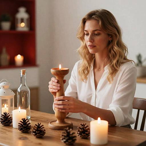 Cozy Room with Focused Blonde Woman
