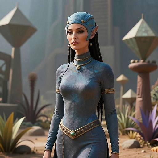 Elegant Vulcan Woman in Serene Scene