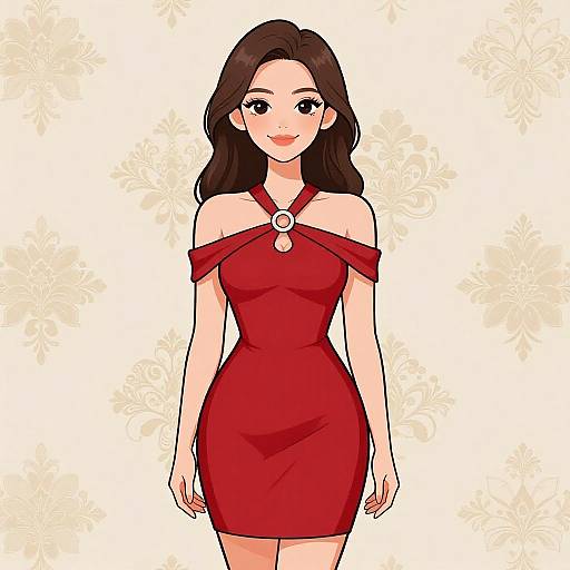 Smiling Woman in Red Bodycon Dress