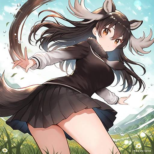 Illustration of Moose (kemono friends), kemono friends in the style of Sato ame