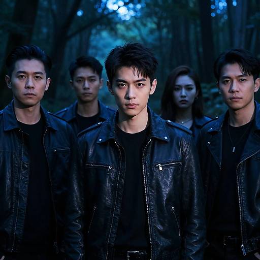 Nighttime Forest Gathering with Ethereal Light