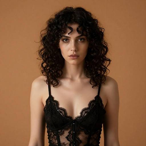 Intense Gaze: Woman in Lace Top