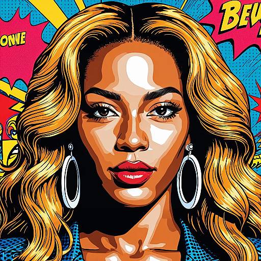 Pop Art Portrait of a Woman with Blonde Hair