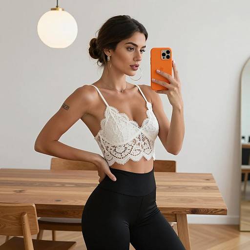 Stylish Woman Taking Mirror Selfie