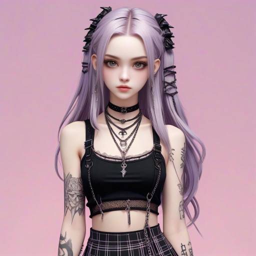 Gothic Punk Anime Girl Illustration