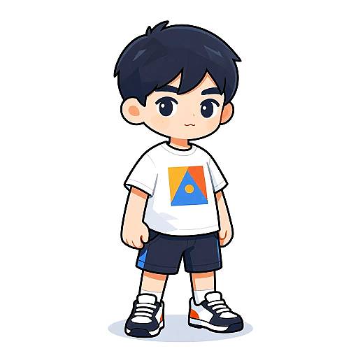 Isometric Full-Body Boy Portrait