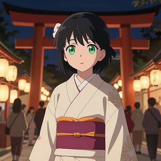 Anime Girl in Festival Kimono